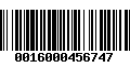 Código de Barras 0016000456747