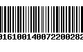 Código de Barras 00161001400722002820