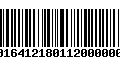 Código de Barras 00164121801120000007