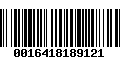 Código de Barras 0016418189121