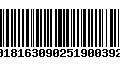 Código de Barras 00181630902519003927