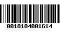 Código de Barras 0018184001614