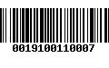 Código de Barras 0019100110007