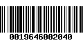 Código de Barras 0019646002040