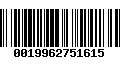 Código de Barras 0019962751615