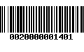 Código de Barras 0020000001401