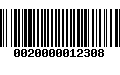 Código de Barras 0020000012308