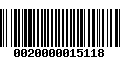 Código de Barras 0020000015118