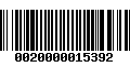 Código de Barras 0020000015392