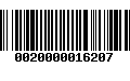 Código de Barras 0020000016207