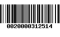 Código de Barras 0020000312514