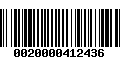 Código de Barras 0020000412436