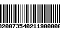 Código de Barras 00200735402119000002