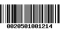 Código de Barras 0020501001214