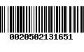 Código de Barras 0020502131651