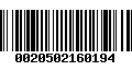 Código de Barras 0020502160194