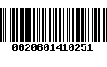 Código de Barras 0020601410251