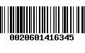 Código de Barras 0020601416345