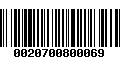 Código de Barras 0020700800069