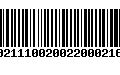 Código de Barras 00211100200220002160