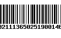 Código de Barras 00211136502519001461