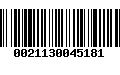 Código de Barras 0021130045181