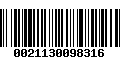 Código de Barras 0021130098316