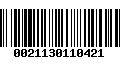 Código de Barras 0021130110421