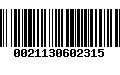 Código de Barras 0021130602315