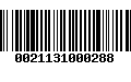 Código de Barras 0021131000288