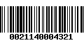 Código de Barras 0021140004321