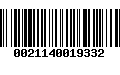 Código de Barras 0021140019332