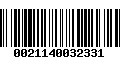 Código de Barras 0021140032331