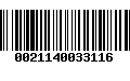 Código de Barras 0021140033116