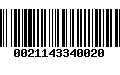 Código de Barras 0021143340020