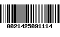 Código de Barras 0021425091114