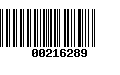 Código de Barras 00216289