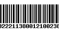 Código de Barras 00222113800121002384