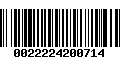 Código de Barras 0022224200714