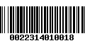 Código de Barras 0022314010018