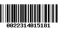 Código de Barras 0022314015181