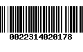 Código de Barras 0022314020178