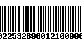 Código de Barras 00225328900121000005