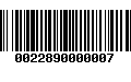 Código de Barras 0022890000007