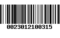 Código de Barras 0023012100315