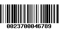 Código de Barras 0023700046789