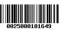 Código de Barras 0025000101649