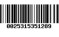 Código de Barras 0025315351289