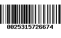 Código de Barras 0025315726674