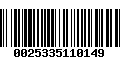 Código de Barras 0025335110149